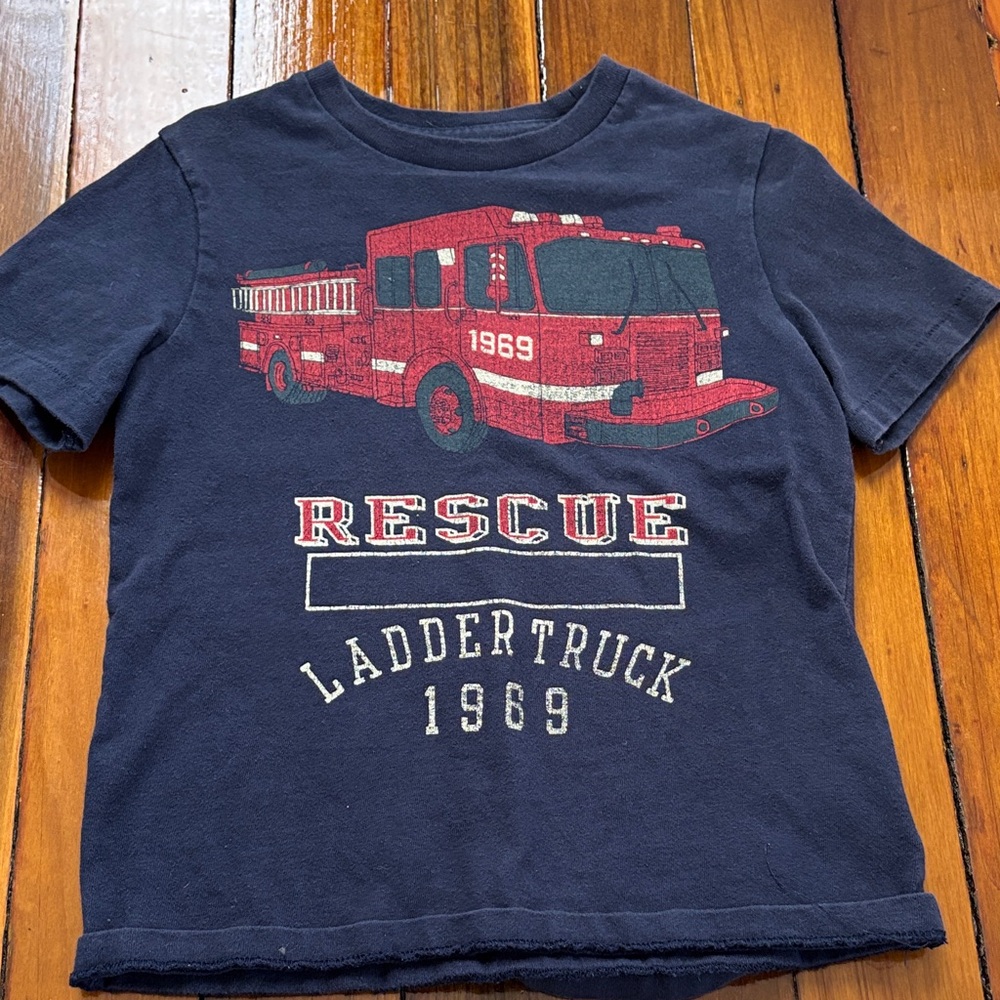 GAP Navy Blue Rescue Fire Truck Kids Shirt